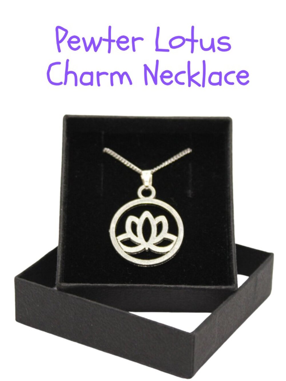 Pewter Lotus Charm Necklace